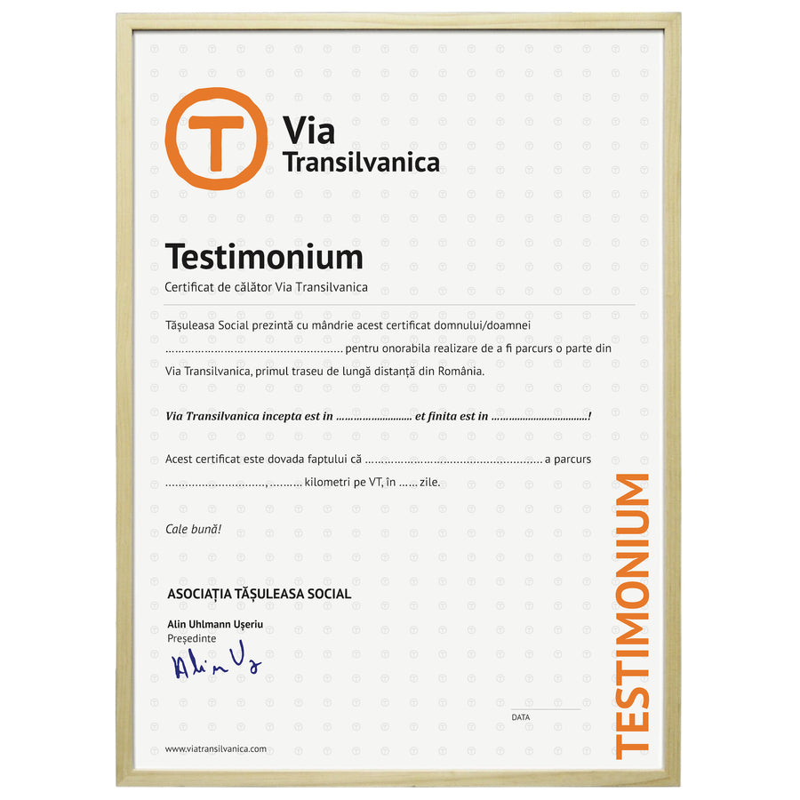 Testimonium pentru parcurgerea parțială a Via Transilvanica
